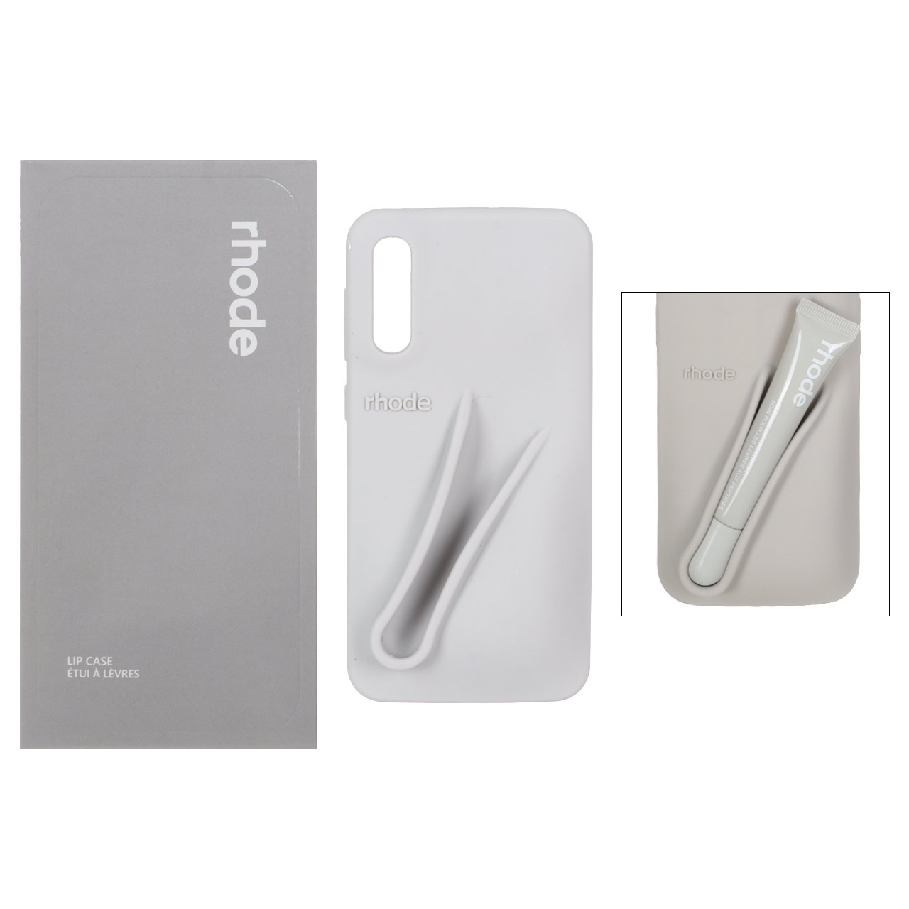 قاب سیلیکونی پاک کنی اورجینال rhode با ست لیپ گلاس Samsung Galaxy A50 / A50s / A30s - طوسی (پک دار)